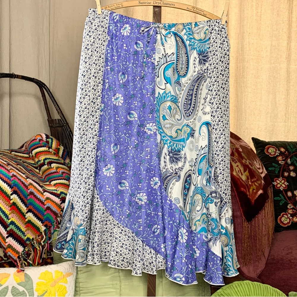 Midi Silk Floral Skirt